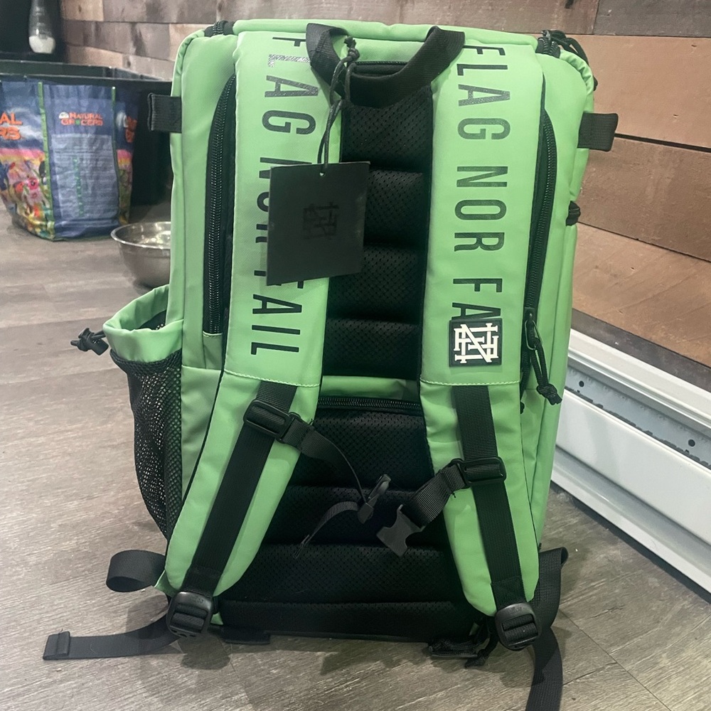 Flag Nor Fail Green and Black Backpack with Padded Straps